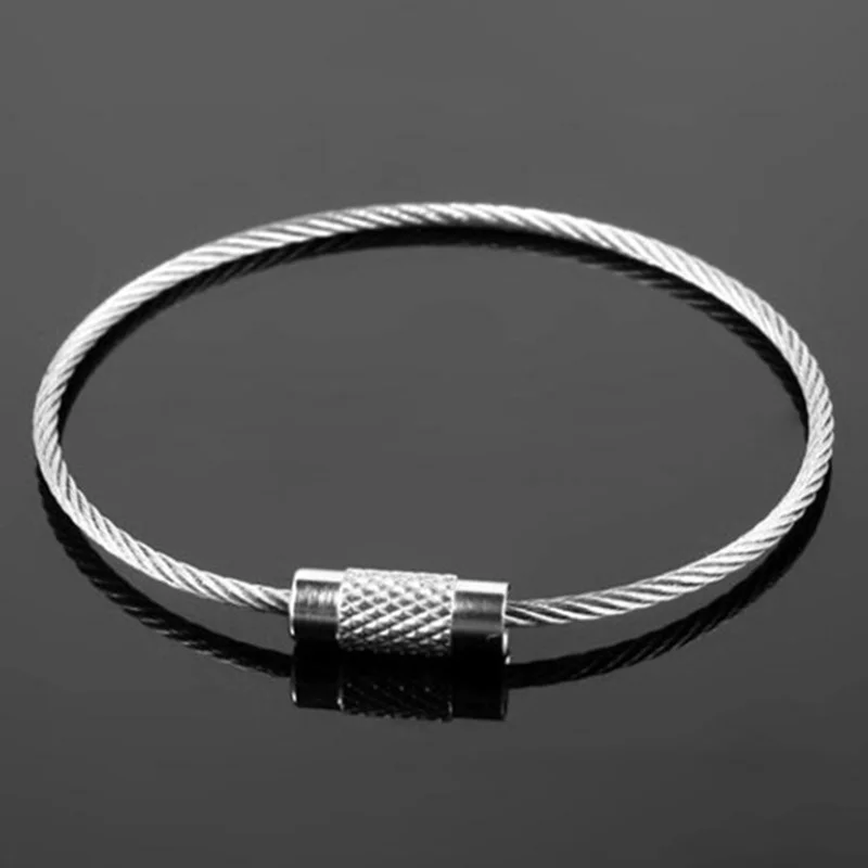 

5Pcs Screw Locking Stainless Steel Wire Keychain Cable Rope Key Holder Keyring Key Chain Rings Cable Outdoor Hiking