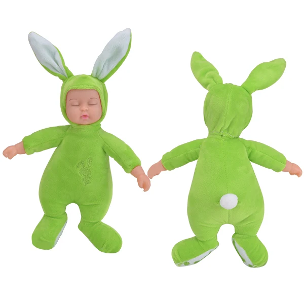 25 см Кролик плюшевая Детская кукла имитация младенцев спящие куклы детские игрушки подарок на день рождения для младенцев 5 цветов Кукла реборн - Цвет: green