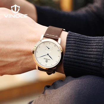 

VINOCE Men Fashion Watches Religion Masculino 2019 Top Brand Luxury Genuine Leather Strap Male Clock Men's Quartz Watch #V3273G