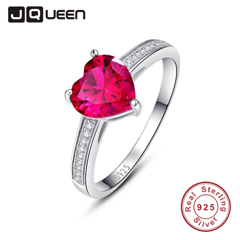 JQUEEN 3ct обручальное кольцо с красным искусственным Рубином в форме сердца