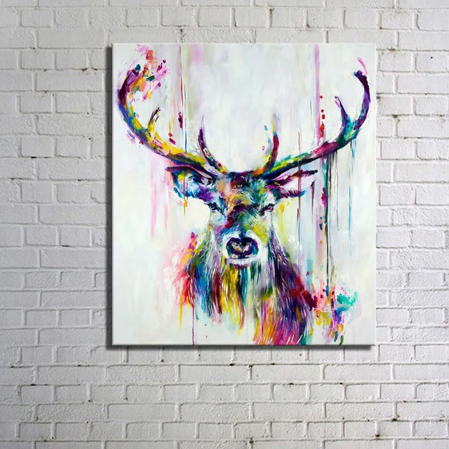 

1 Pcs Modern Aminal elk Paintings Prints on Canvas Creative Deers Wall art for Living Room Decor HX-027