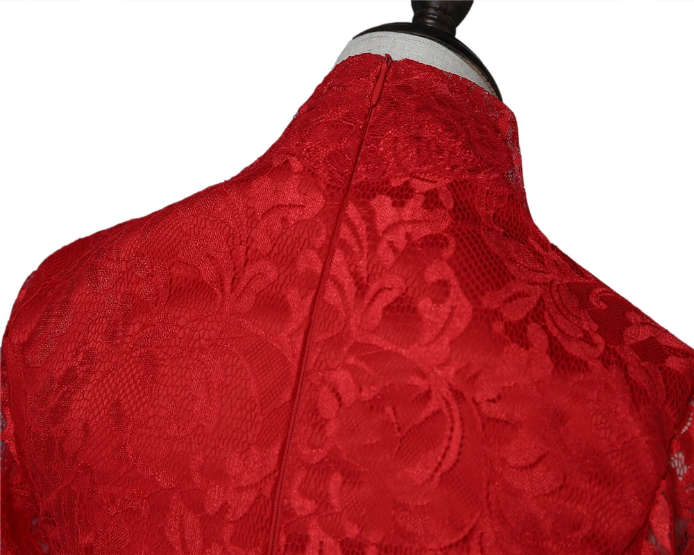 Красный мать невесты платья Оболочка v-образным вырезом 3/4 рукава длиной до колена Кружева Плюс Размер жениха Мать платья для свадьбы