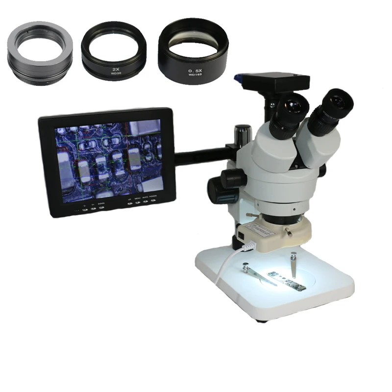  3.5X-90X trinocular stereo soldering microscope HDMI CMOS OSD measurement USB VGA camera 8