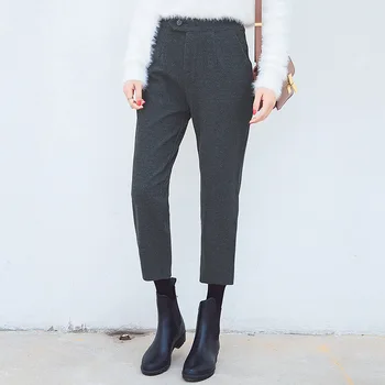 

High Waist Winter Thick Warm Hairy Women Pants Ankle Length Casual Trousers Female 2019 New Spring Harem Pants