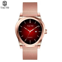 Tacto-reloj analógico de acero inoxidable para hombre, accesorio de pulsera de cuarzo resistente al agua con calendario, complemento masculino de marca de lujo con diseño lujoso y estilo informal