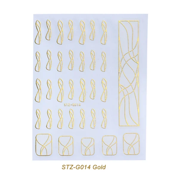 3D стикер для ногтей, слайдер, серебристые золотые линии, полые геометрические декоративные наклейки, Гель-лак, клейкая наклейка s для дизайна ногтей, LESTZG14-20 - Цвет: STZ-G014 Gold