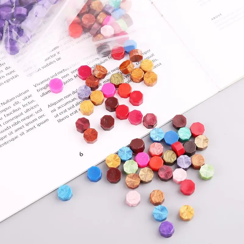 100 шт конверт печать воск Ретро Восьмиугольные бусины DIY Декор многоцветные штампы