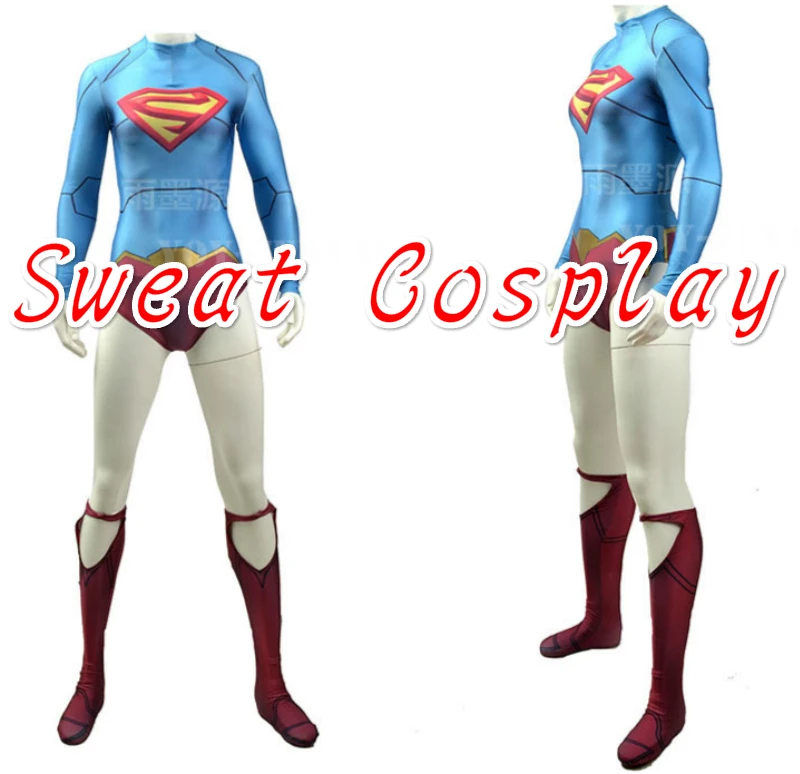 Высокое качество 3D печать новый 52 Supergirl костюм супергероя зентай леди боди
