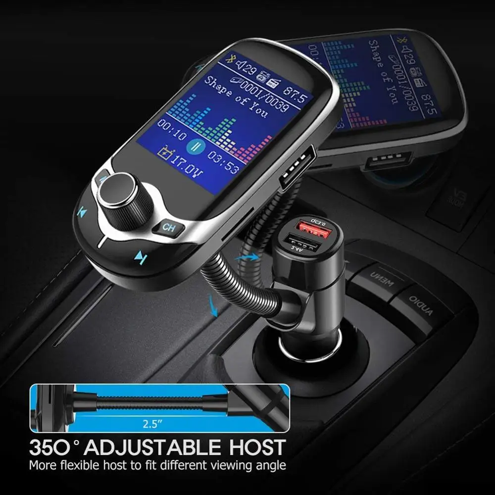 KM28 Bluetooth Автомобильный MP3-плеер fm-передатчик с 1," ЖК-дисплеем беспроводной громкой связи автомобильный комплект поддержка USB Flash TF AUX ВКЛ/ВЫКЛ