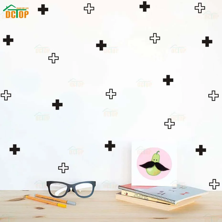 42Pcs Plus Sign Swiss Cross Wall Stickers Modern Geometric Decals Removable DIY Kid Nursery Rooms Art Mural Home Decor | Дом и сад