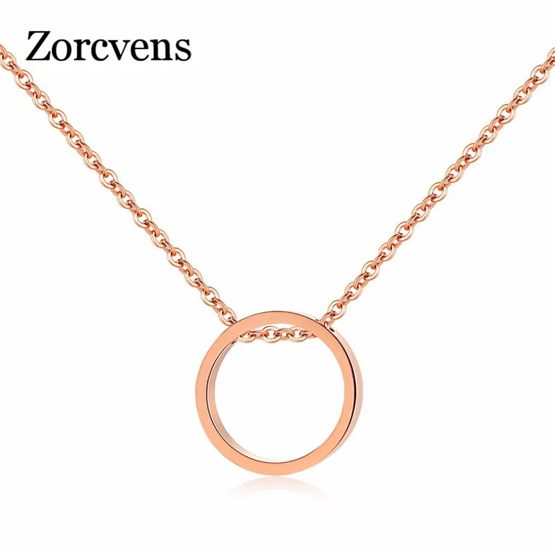 

ZORCVENS Simple Style Stainless Steel Pendant Necklace Rose Gold Color Fashion Jewellery