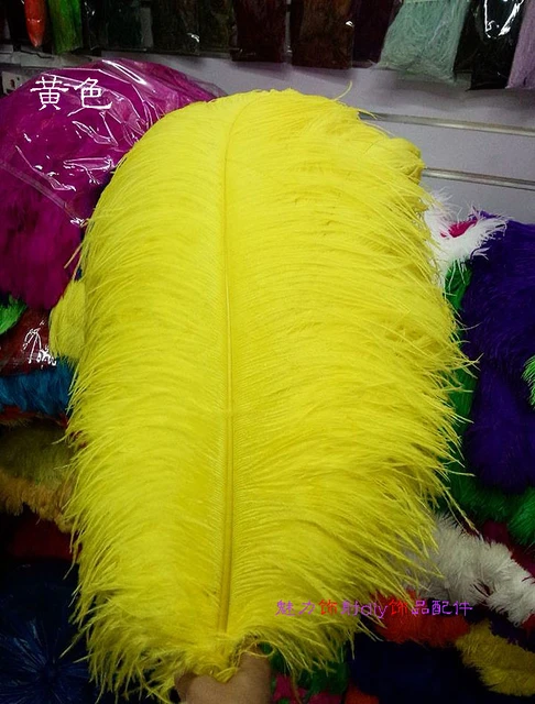 big pole ostrich feather yellow feathers 10 pcs 60-65cm / 24-26