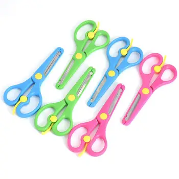

Children's labor-saving elastic safety scissors plastic wrapping does not hurt hands round DIY manual scissors kindergarten pape