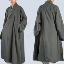 Унисекс весна и лето расширение хлопок и лен буддизм дзен лежа медитация платье кунг-фу халат шаолин монашеские костюмы монахи одежда серый