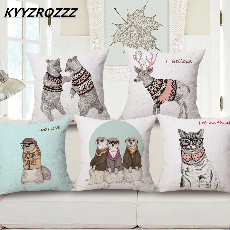 Indian Decorative Pillow Promotion For Promotional Beauty Whole Wedding Gift Indian Tribal Headdress Personality Dog Wolf Cushion Cover Home Office Sofa Decorative Pillow Case
