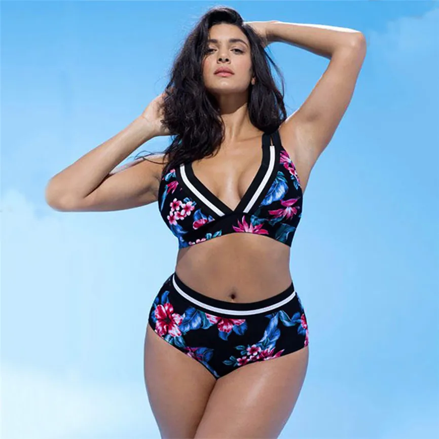 

2019 Women Sexy New Fashion Casual Bikini Women Halter Bandage Floral Print Bikini Sets Two Piece Swimwear New Beach Suit G#3