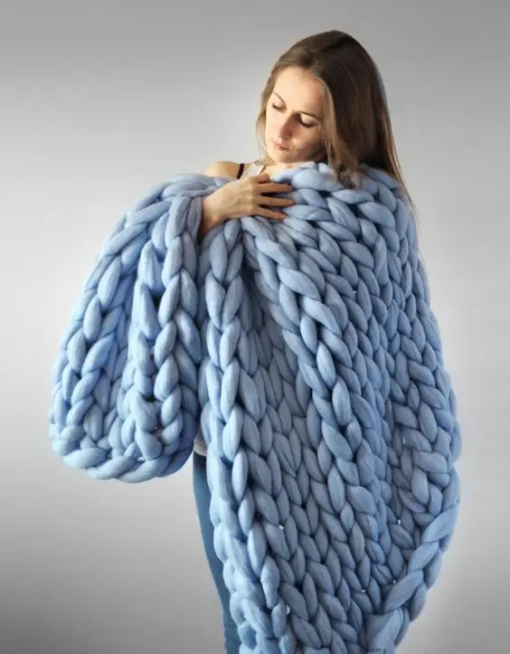 Мериносовая шерсть вязание пледы одеяло ультра Плюшевые Декоративные массивные вязаные одеяла, покрывала ручного плетения реквизит одеяло - Цвет: ML001-09