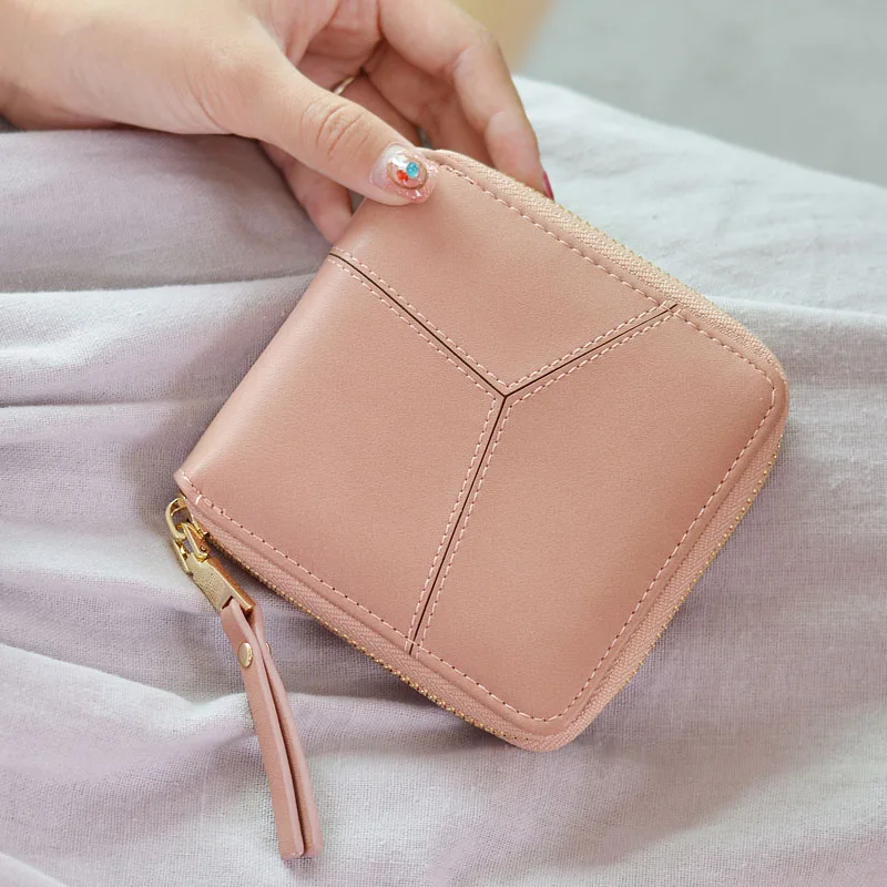 

2019 New Short Student Simple Sewing Stitching Zipper Wallet Stitching Multi-functional Wallet Mini wallet