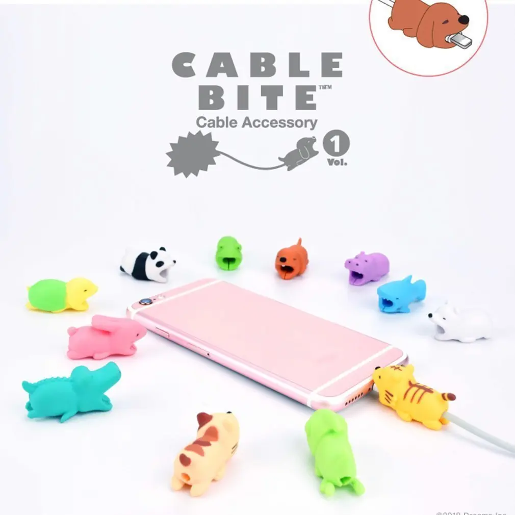 10 шт Случайное устройство для намотки кабеля в виде животных Защитная крышка USB кабель для передачи данных USB кабель для зарядного устройства крышка кабеля для гарнитуры