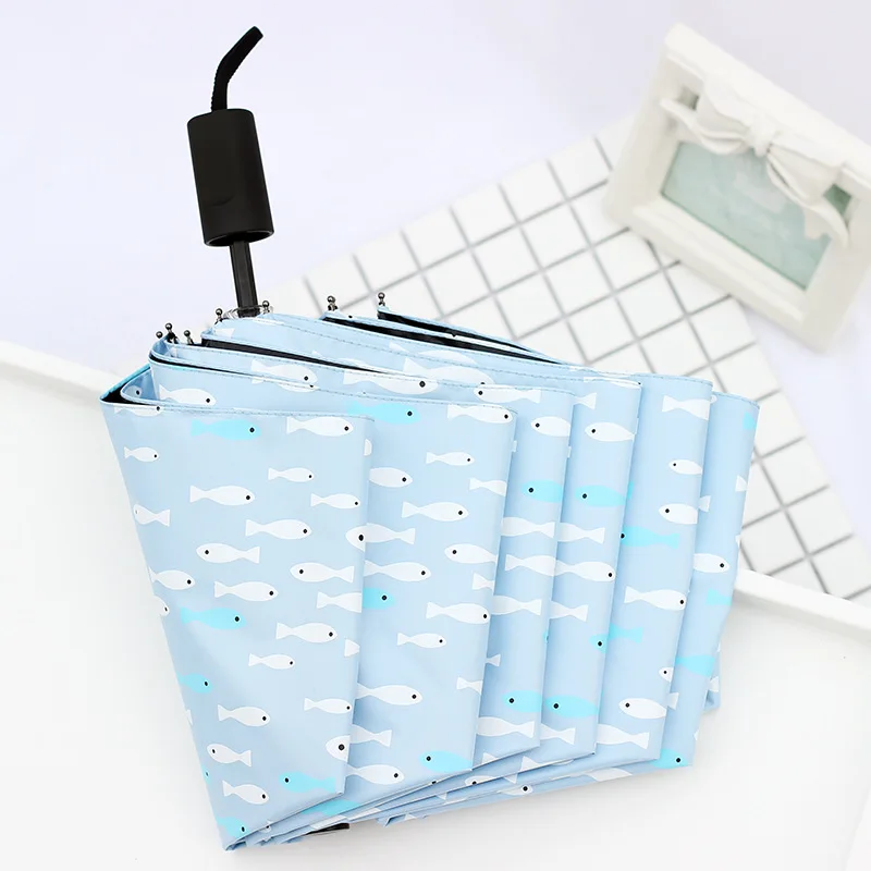 YADA Custom Ocean Fish Umbrella Creative Fold Anti-UV Sunny Rainy Umbrella Sunscreen Manual Waterproof Umbrella Parasol YS671