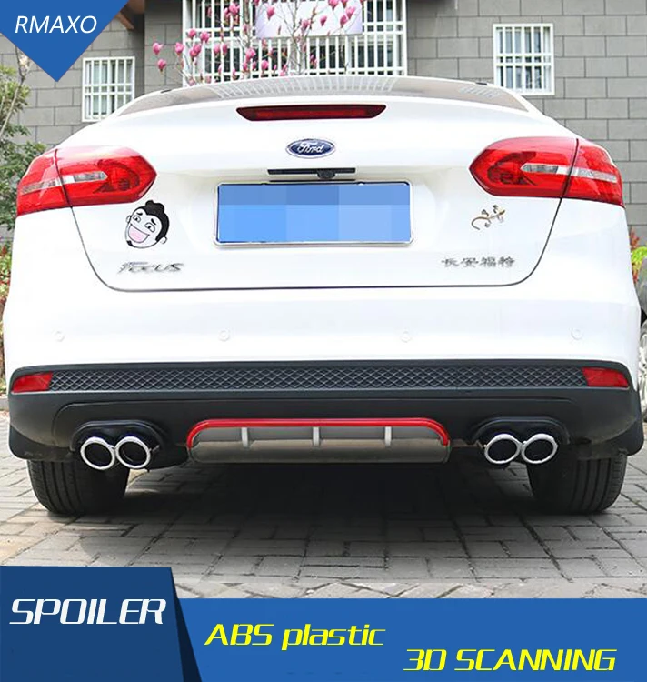 

For Focus Rear spoiler ABS Rear Bumper Diffuser Bumpers Protector For 2013-2017 Ford Focus After chrome lip rear spoiler