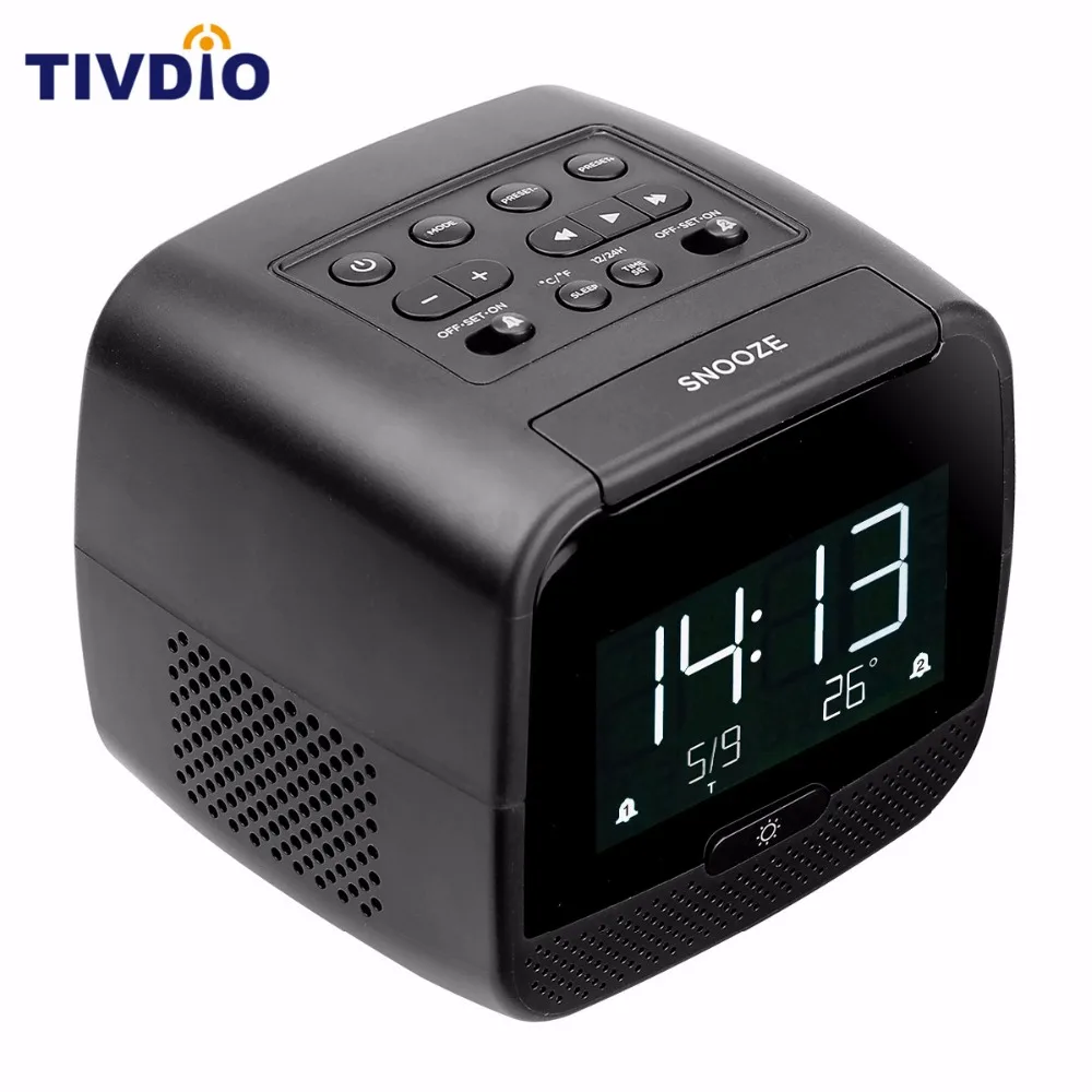 

TIVDIO CL-11B Digital Bluetooth Speaker Dual Alarm FM Radio Dual USB Chargers With Sleep Timer Snooze Temperature Display