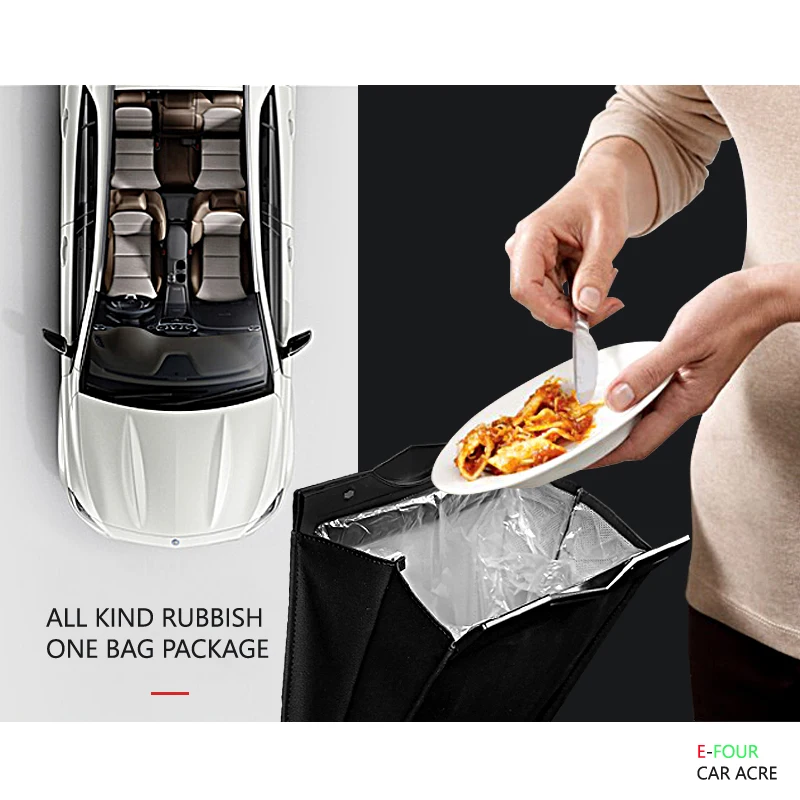 E FOUR Car Seat Storage Bag Stowing Tidying Truck Organizer Durable Fold Garbage Bag Waste Rubbish