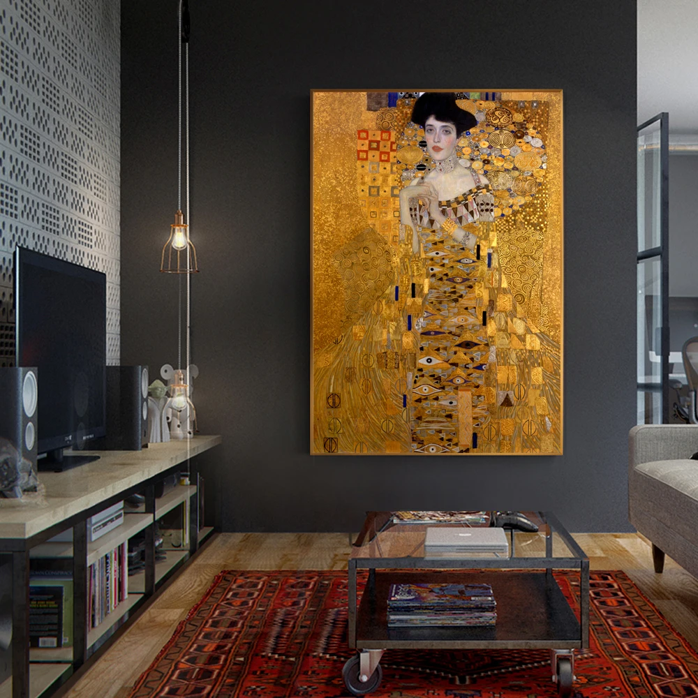 Портрет Adele Bloch Canvas настенные картины Gustav Klimt Kiss репродукции Холст принты для