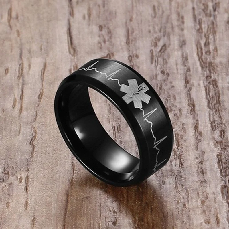 Нержавеющая сталь Медицинский ID кольцо любовь здоровье Предупреждение кольцо с изображением Знака Доллара ювелирные изделия