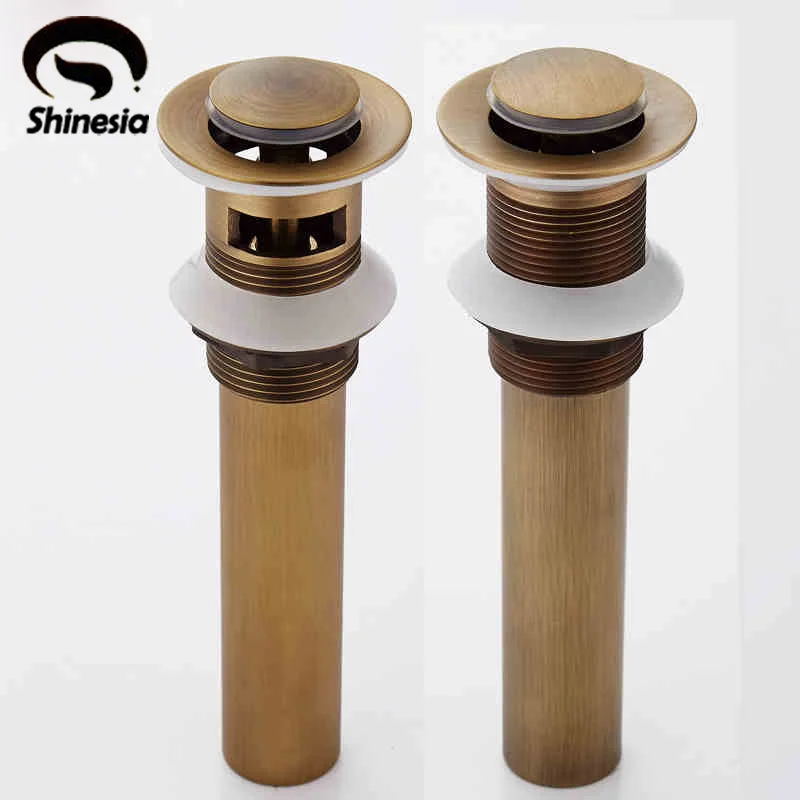 Antique Brass Pop Up Drain Bathroom Basin Tap Tub Sink Drain Waste With/ without Overflowin