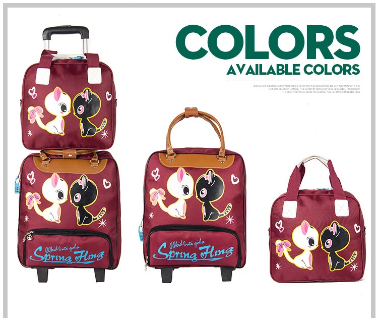 Детский чемодан на колесиках на колесах, тележка чемодан с сумочкой, покупки для девочек, Женская тележка сумка прокатки багажные наборы