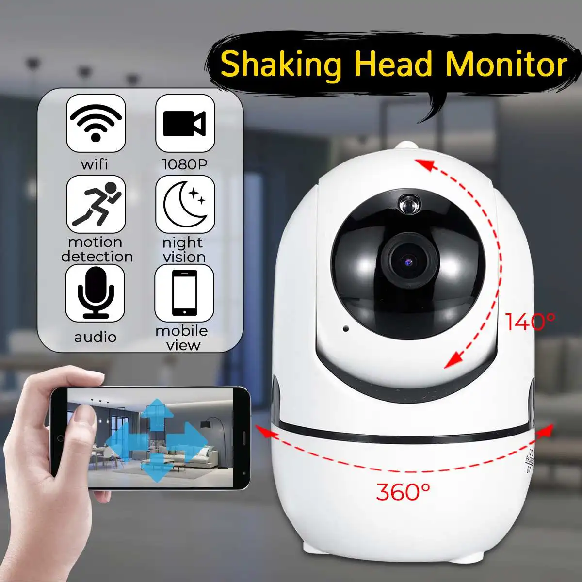 

720P 3.6mm Lens Wide HD Wireless Wifi IP Camera Home Security Surveillance Camera Angle Indoor Camera Support Night Vision