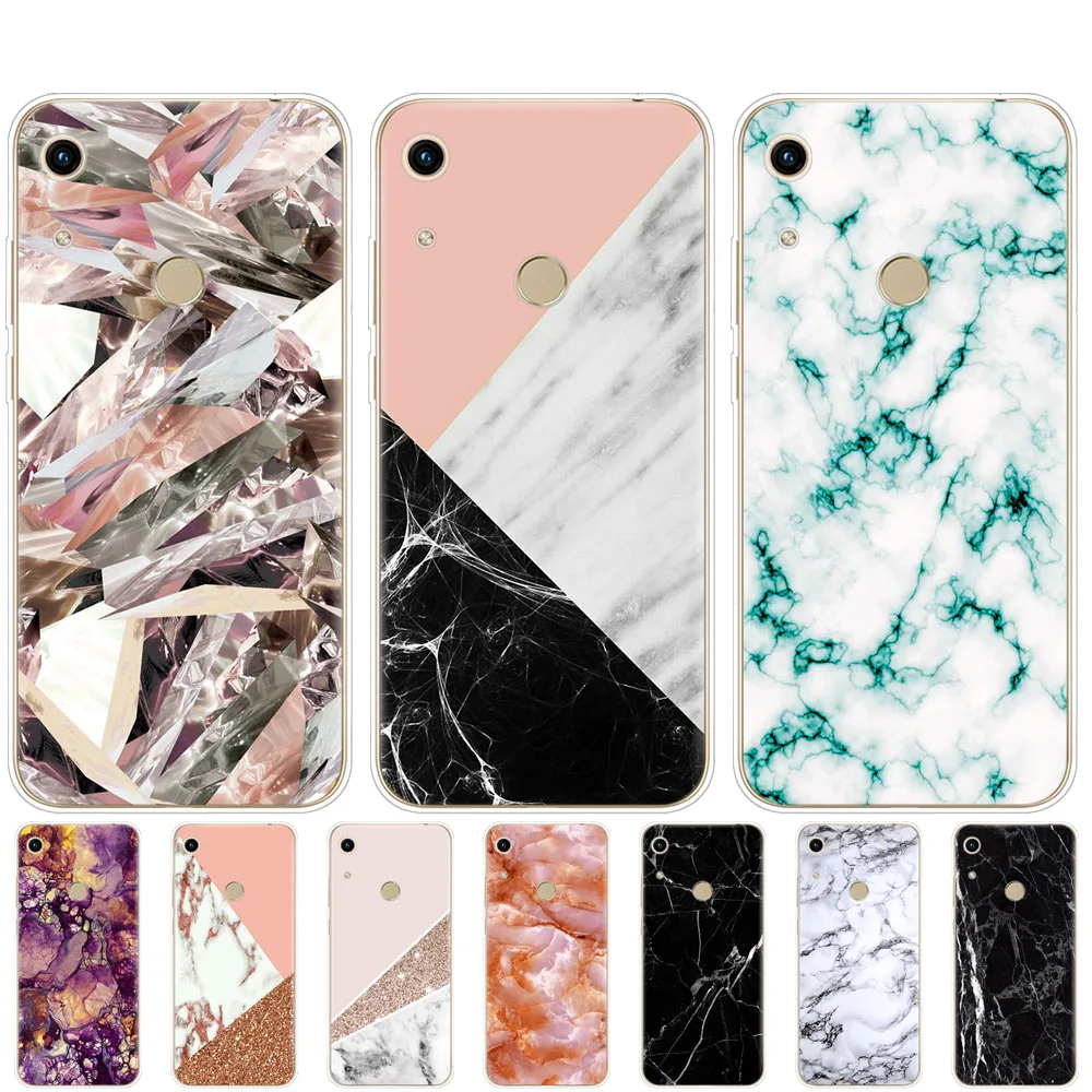 

Case For Huawei Honor 8A PRO 8C 8X 10 i play case back cover for huawei Y5 Y6 Y7 Y9 2019 pro Prime Scrub Marble Stone Image