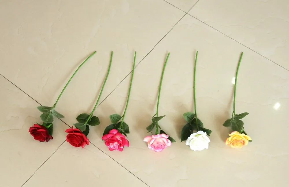 Лидер продаж 2016 года 20 штук Искусственные цветы розы Шелковый Цветочный латекс Настоящее сенсорный Букет Главная Вечерние дизайн белый