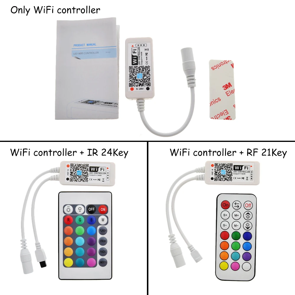 Wi Fi RGB/RGBW светодиодный Управление Лер мини DC12V с РФ 21Key/IR 24Key удаленного для RGB/ RGBW/RGBWW