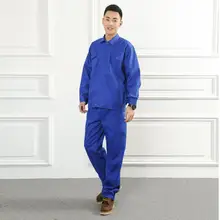 Blue Set Of Coat+Pants Welding Clothes Flame Retardant Clothing 100% Cotton Breathable Fireproofing Work Uniforms(China) Blue Set Of Coat+Pants Welding Clothes Flame Retardant Clothing 100% Cotton Breathable Fireproofing Work Uniforms(China)
