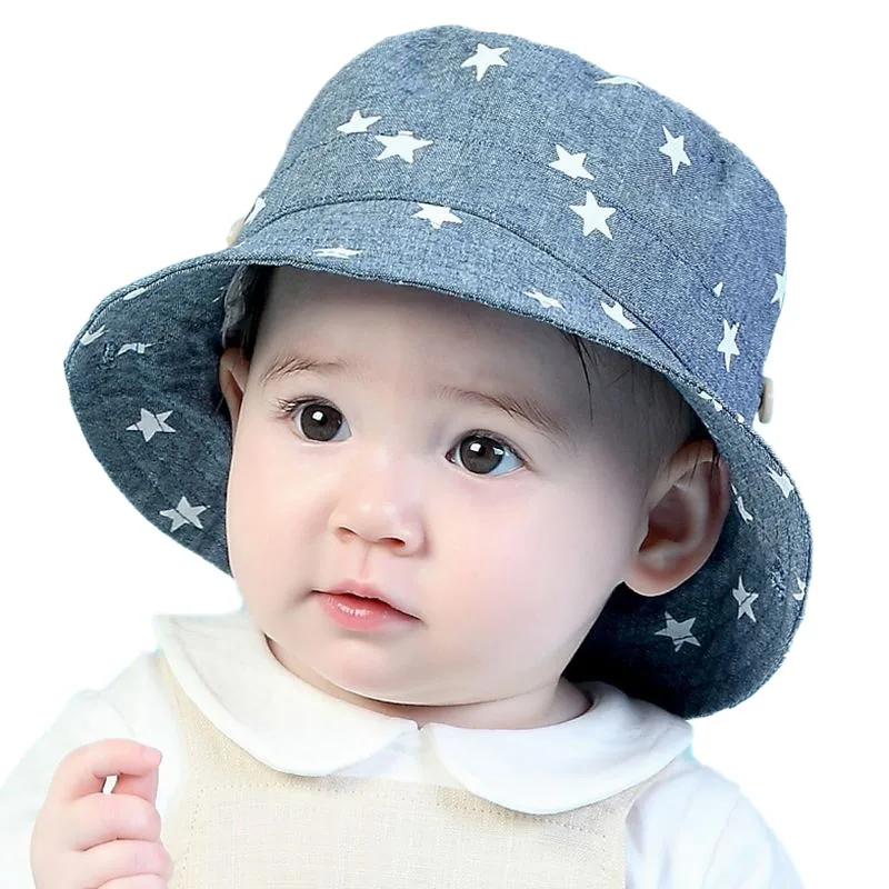 Baby Kids Boys Girls Floral Pattern Bucket Hats Blue Point ...