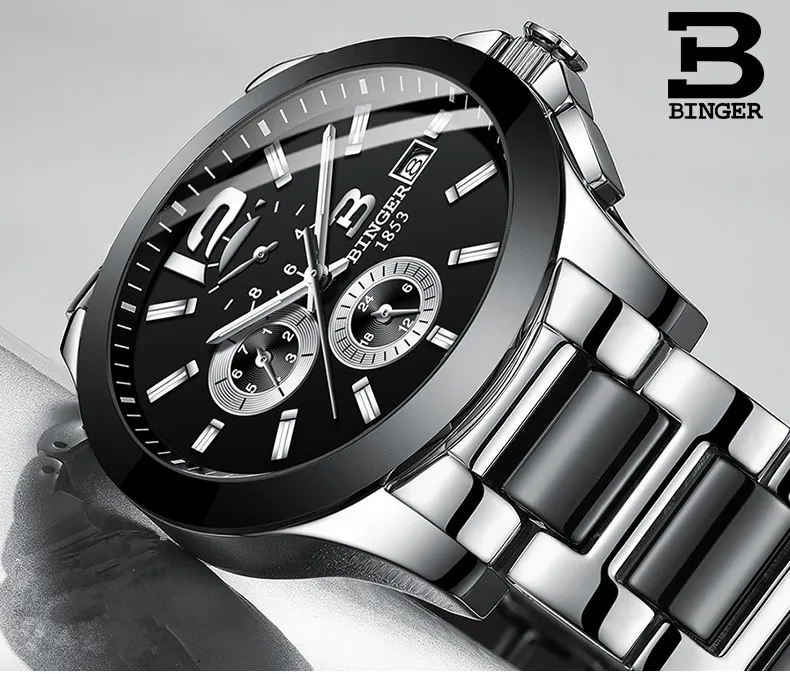 Простые Модные мужские автоматические часы автоподзаводом любителей Керамика часы браслет с календарем аналоговые наручные часы Для