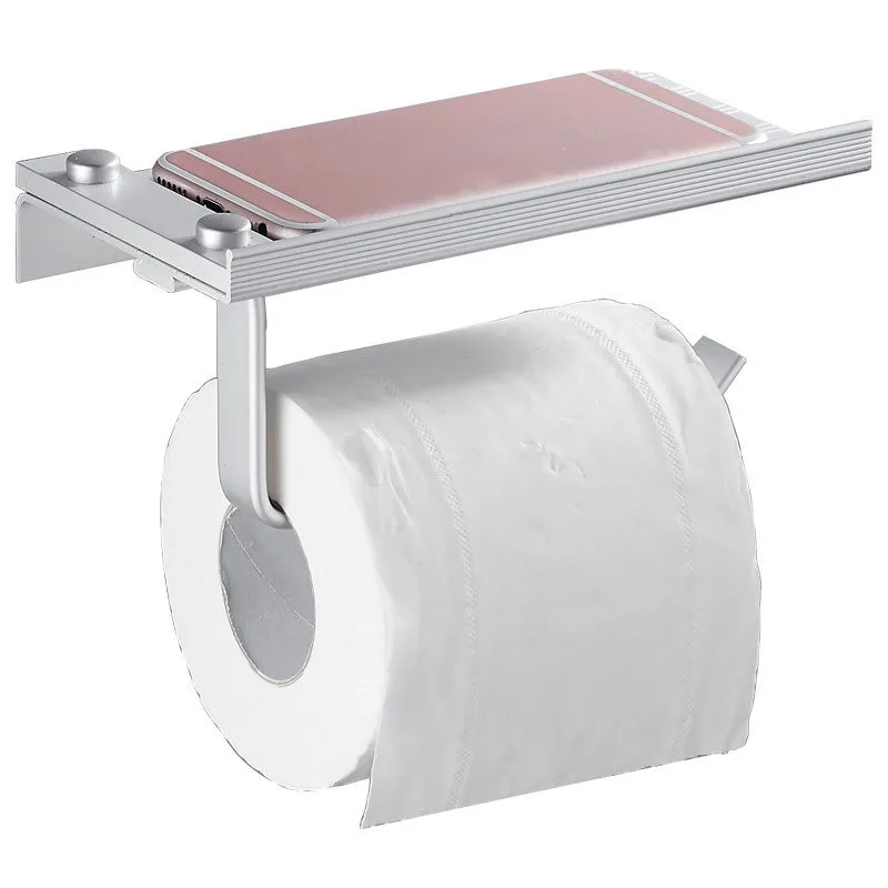 

Fashion Square Shape Toilet Roll Paper Holder Aluminum Wall-mount Mobile Phone Rack Bathroom Accessories