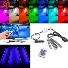 POSSBAY 4 in 1 font b Car b font Flexible Floor Neon Lights Door Lamp With
