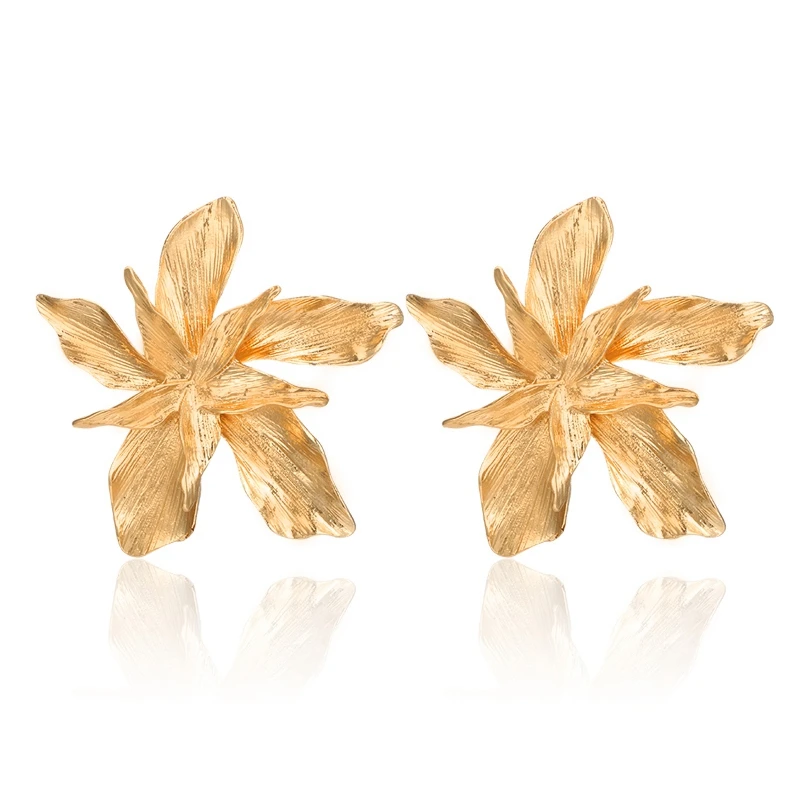 

Flower Shape Stud Earrings Big Multi-Layer Flower Statement Earrings Holiday Metal Earring Star Fashion Choice Female Party Gi