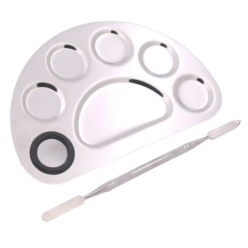 Stainless Steel Makeup Palette Nail Art Plate with Spatula Tool Kit for Face Foundation Mixing Pigments Cosmetics DW33 Stainless Steel Makeup Palette Nail Art Plate with Spatula Tool Kit for Face Foundation Mixing Pigments Cosmetics DW33