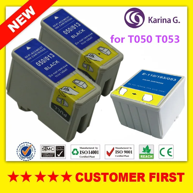 3 шт. 1 компл. + 1BK совместимые картриджи для T050 T053 для Epson Стилусы Photo 700,710,720,750, ex, ex2, EX3, ip-100