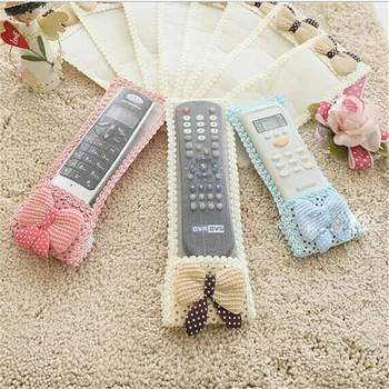

3pcs Bowknot Lace Remote Control Dustproof organizer storage candy color bag TV Air Condition Protector(18.5cm*21.5cm*24.5cm)