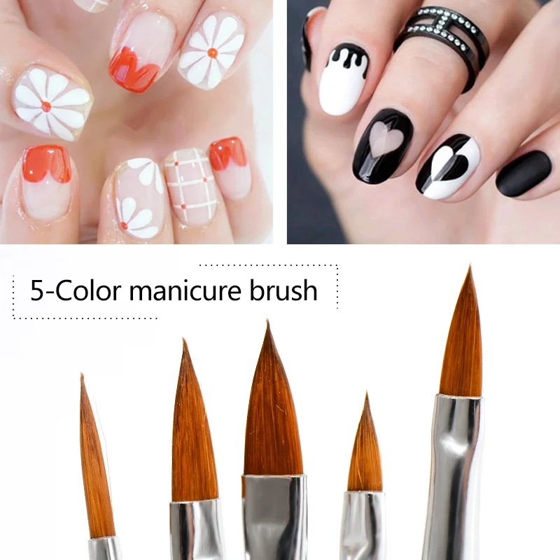 

Meet Across 5pcs/set Nail Art Liner Painting Pen 3d Tips Diy Acrylic Uv Gel Brushes Drawing Kit Flower Line Grid French Design
