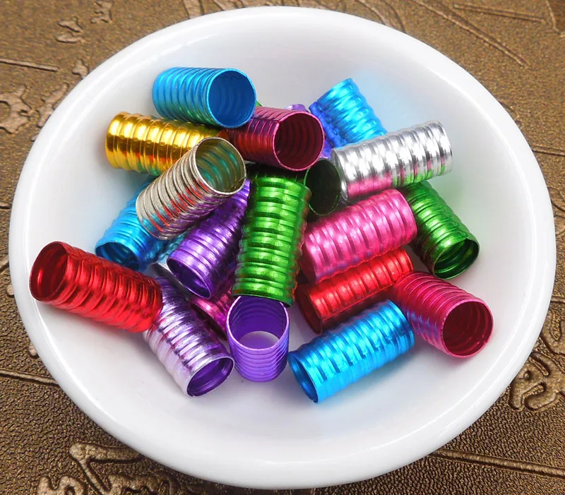 

100Pcs/Lot mix color 8/16mm Plated hair braid dread dreadlock beads adjustable cuff clip 8mm hole clip+3pcs free hair beads