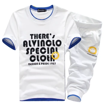 

2017 summer new fashion men's casual short-sleeved track suit hooded sweater sportswear fashion letters printing