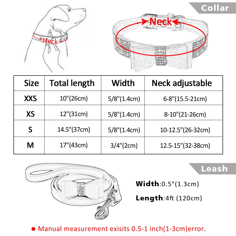 Шикарный бант замша кожа собачий ошейник в стразах и поводок набор для питомца щенка кота Чихуахуа ошейники для маленьких средних собак кошек Розовый