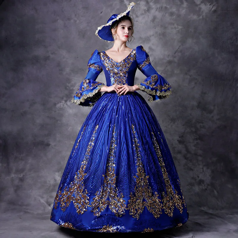 Женское платье на Хэллоуин с аппликацией из голубого и золотистого цветов, вечерние костюмы 18-летнего возраста, платье для ночного клуба для девочек