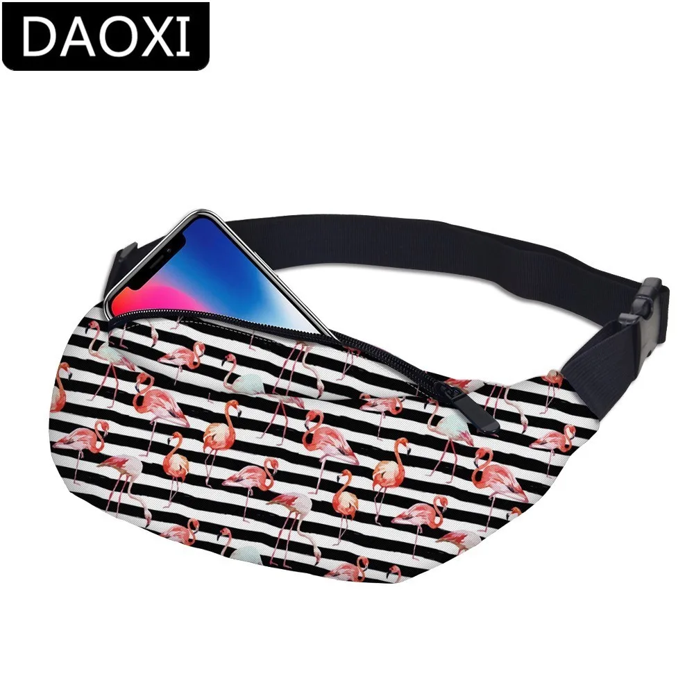 

DAOXI Flamingo Water Resistant Runners Belt Fanny Pack for Hiking Fitness Adjustable Running Pouch DXYB-29